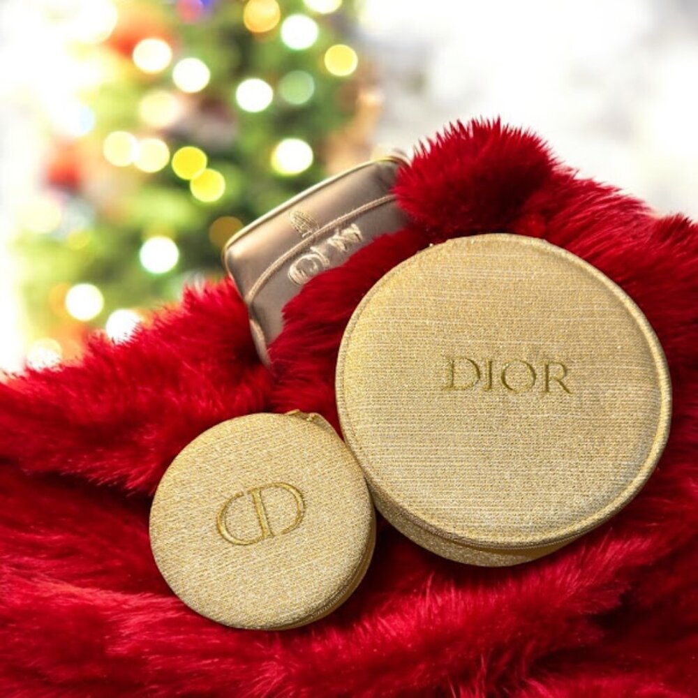 Set of TWO~ NEW Dior GWP Travel Cases!~ Mirror~ Pouch~ Zip-Around~ Glitter (F2)